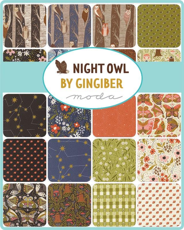 Moda | Gingiber | Night Owl | Midnight 48423 24 Mushroom Landscape and Nature