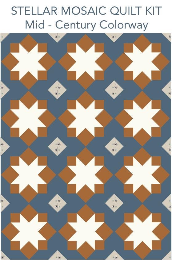 Sit & Sew Quilt Kit: Stellar Mosaic - Mid-Century Colorway (Throw-Size 54x72")