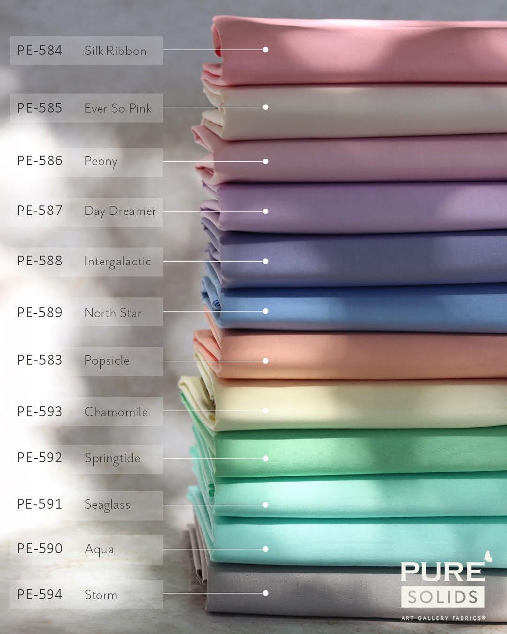 Art Gallery Fabrics | Pure Solids Fat Quarter or Half Yard Bundle | Ethereal Edition (12)