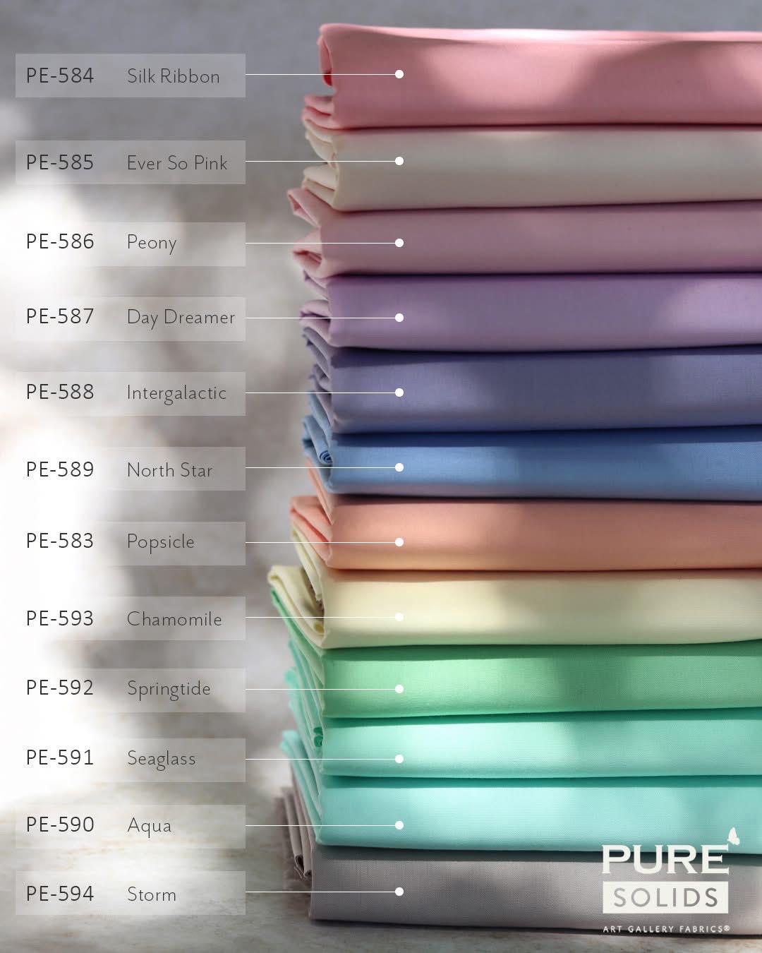 Art Gallery Fabrics | Pure Solids Fat Quarter or Half Yard Bundle | Ethereal Edition (12)