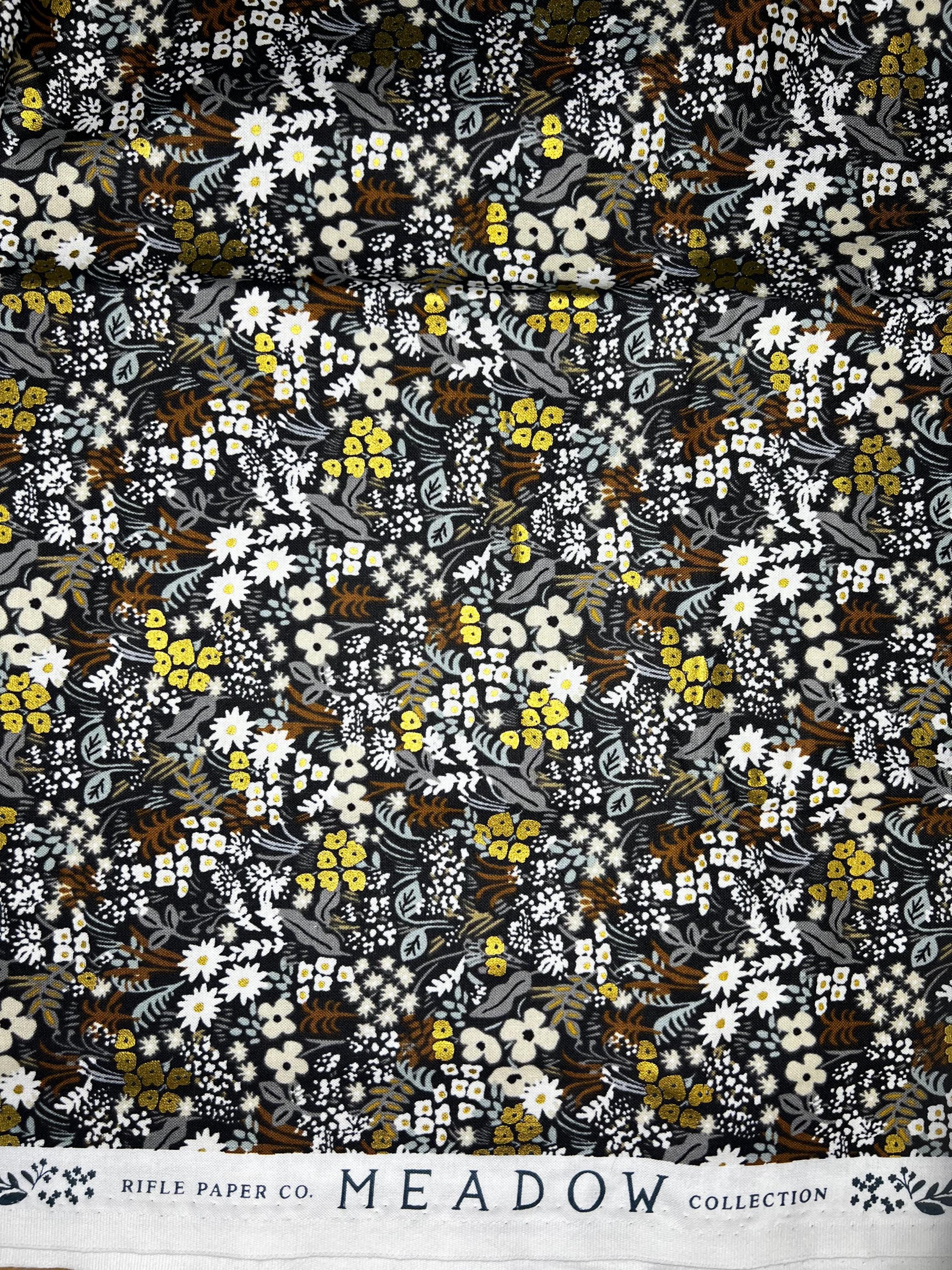 Cotton + Steel Fabrics | Rifle Paper Company | Meadow | Metallic Gray Floral