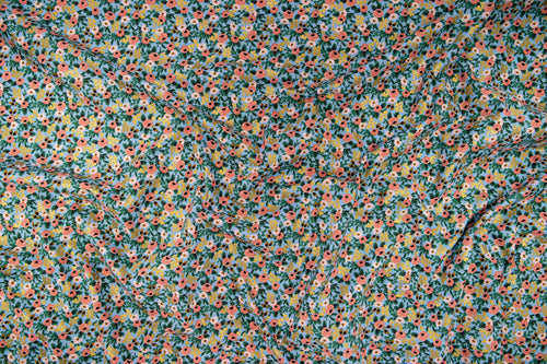 Cotton + Steel Fabrics | Rifle Paper Company | Garden Party | Metallic Chambray Rosa