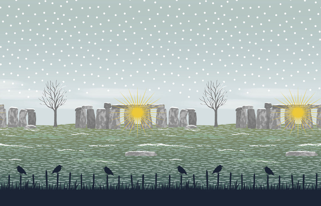 Lewis & Irene | Winter Solstice | Stonehenge double edge border (with gold metallic) - L52