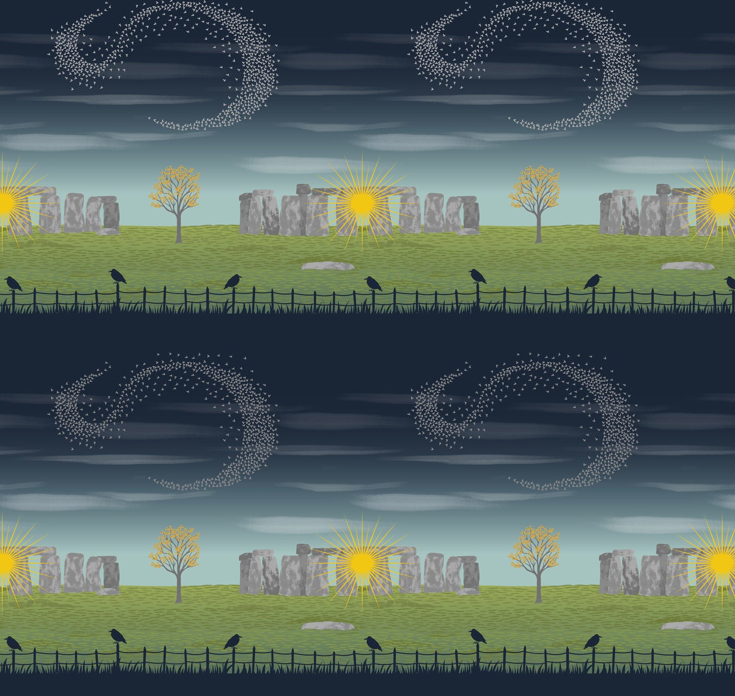 Lewis & Irene | Winter Solstice | Stonehenge stripe (with gold metallic) - L53