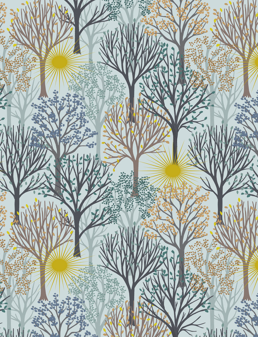 Lewis & Irene | Winter Solstice | tree on light sky (with gold metallic) - L56A