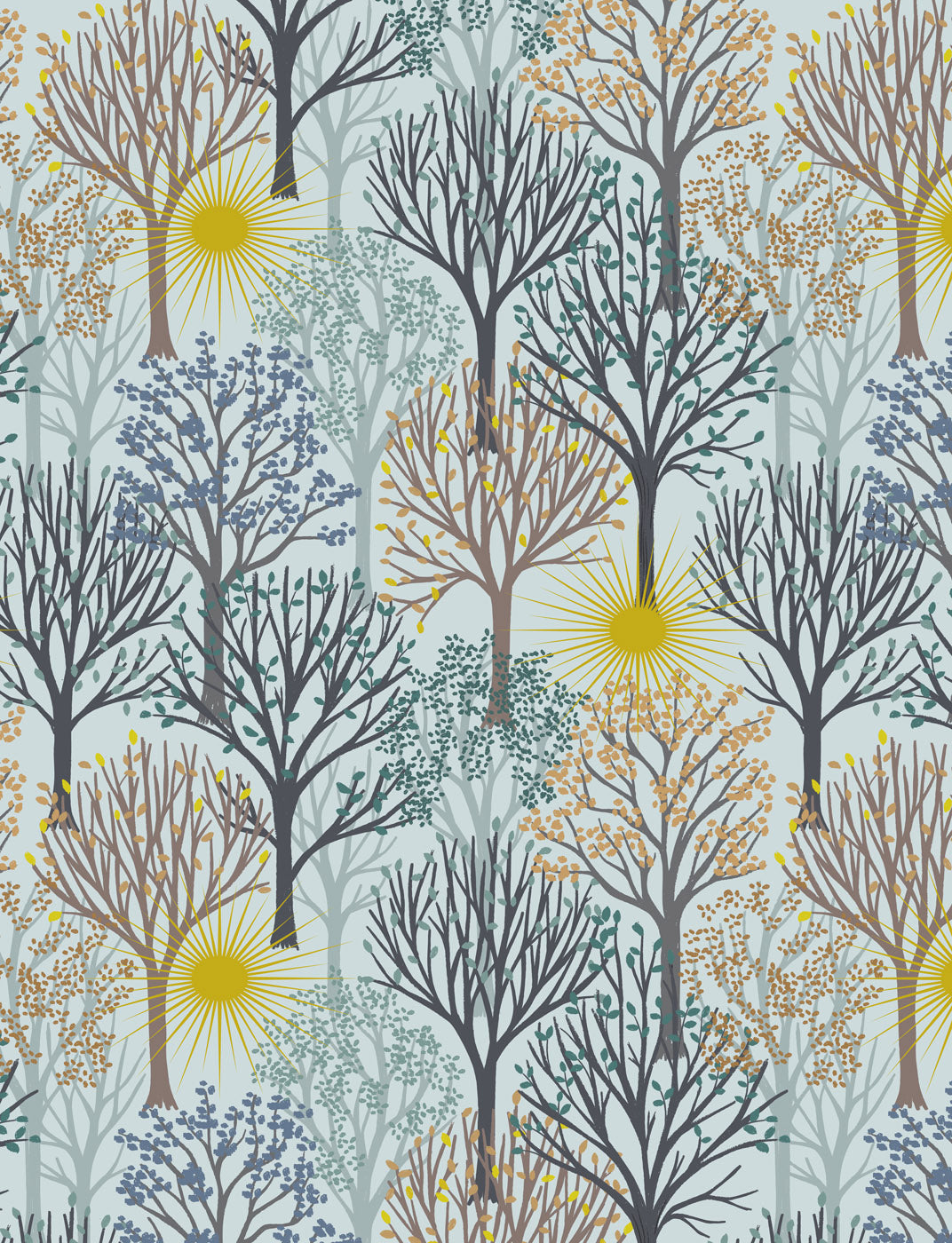 Lewis & Irene | Winter Solstice | tree on light sky (with gold metallic) - L56A