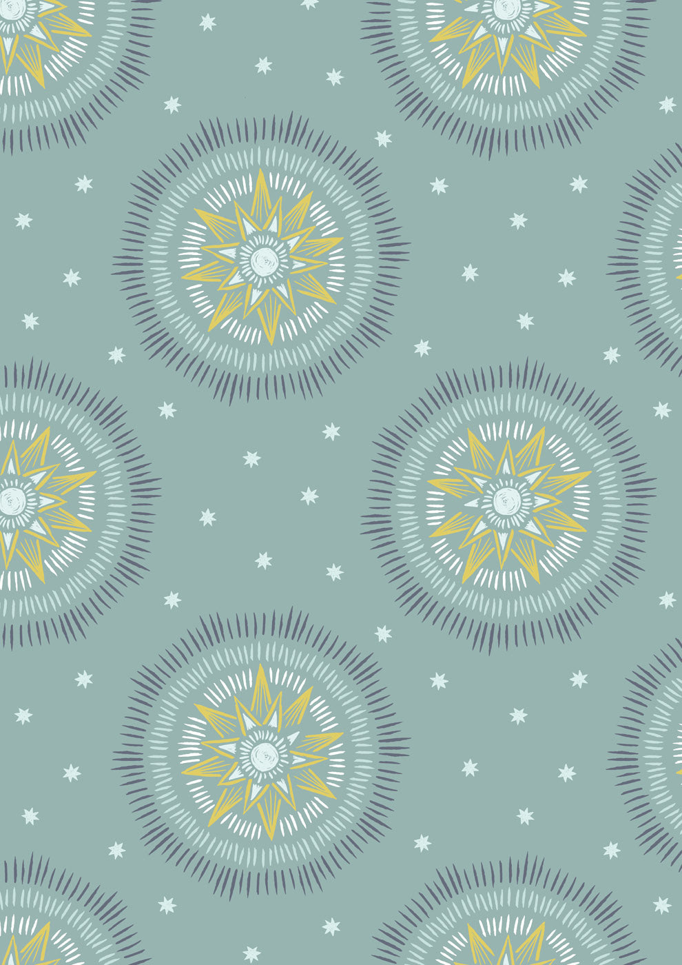 Lewis & Irene | Winter Solstice | Winter solstice sun star on verdigris (with gold metallic) - L60A