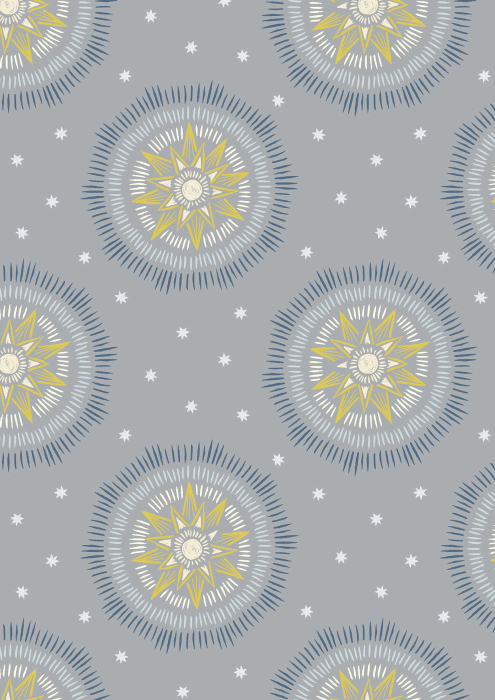 Lewis & Irene | Winter Solstice | Winter solstice sun star on grey (with gold metallic) - L60B