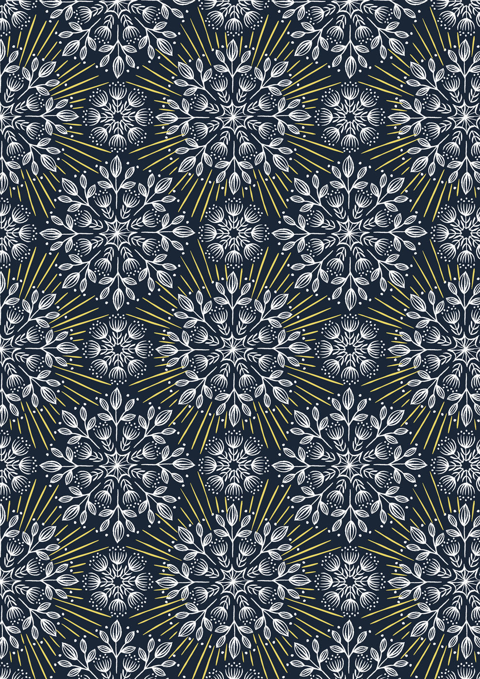 Lewis & Irene | Winter Solstice | Winter solstice flowers on midnight blue (with gold metallic) - L61C