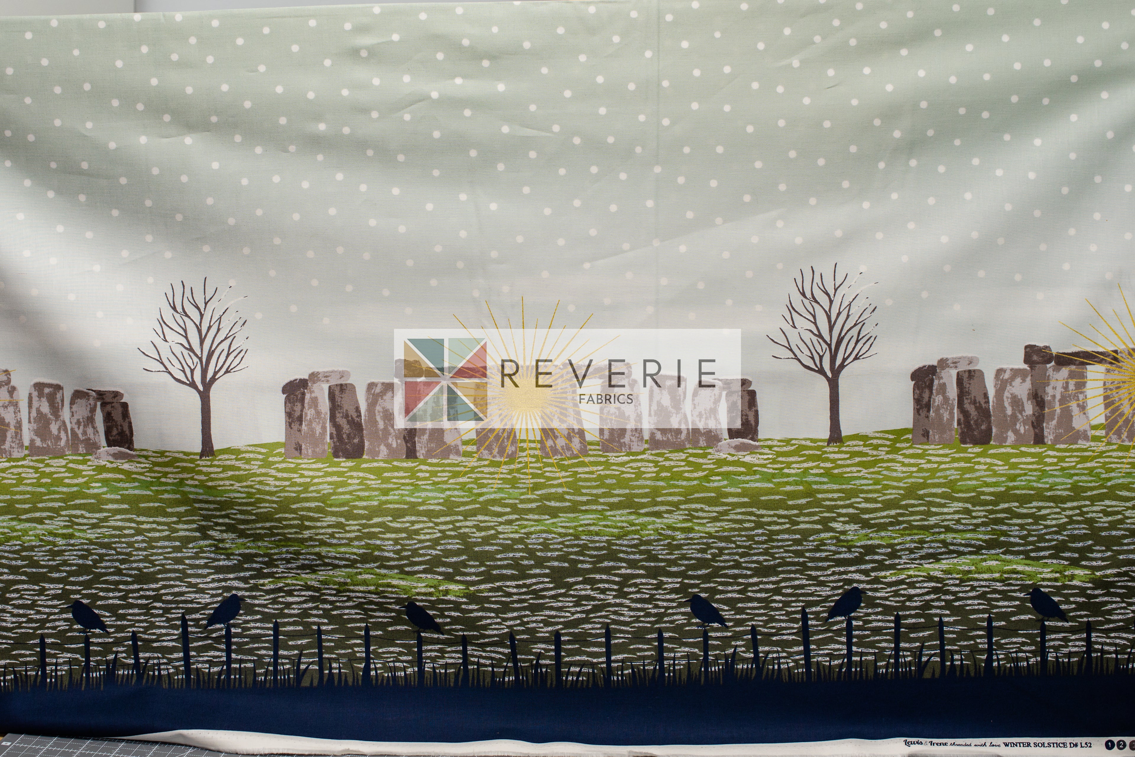 Lewis & Irene | Winter Solstice | Stonehenge double edge border (with gold metallic) - L52