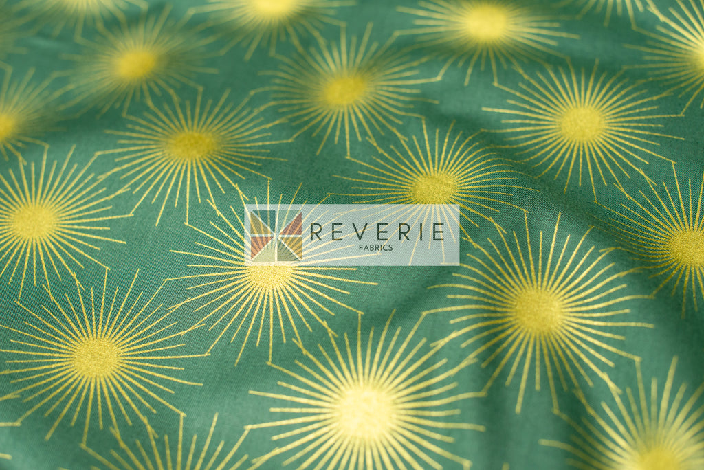 Lewis & Irene | Winter Solstice | Solstice sun on teal (with gold metallic) - L58B