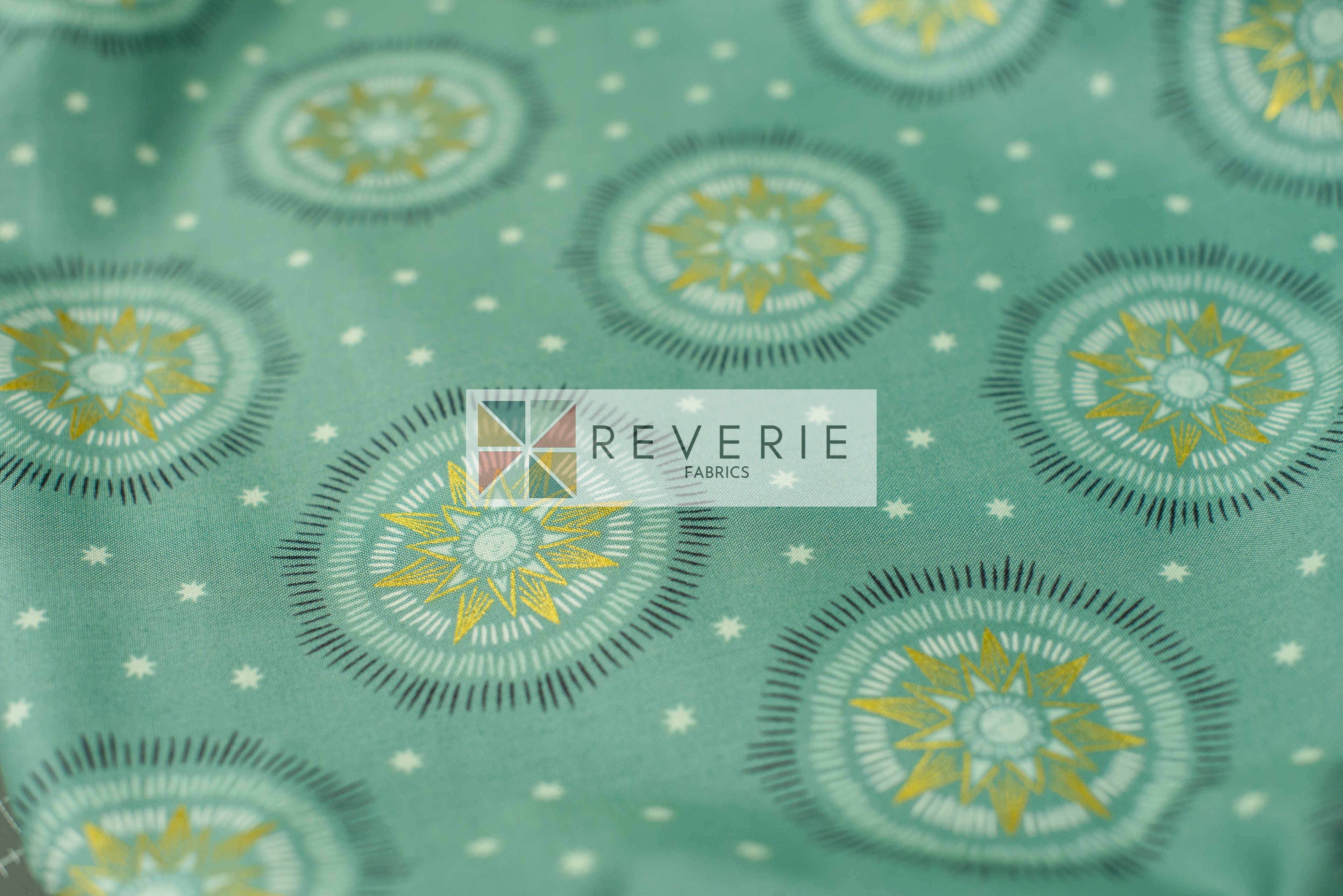 Lewis & Irene | Winter Solstice | Winter solstice sun star on verdigris (with gold metallic) - L60A