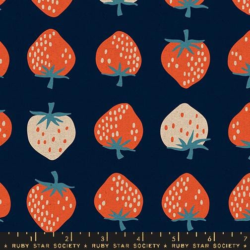 Ruby Star Society | Strawberry | Canvas Fabric: Strawberries in Navy RS3087 18L