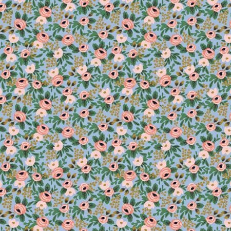 Cotton + Steel Fabrics | Rifle Paper Company | Garden Party | Metallic Chambray Rosa